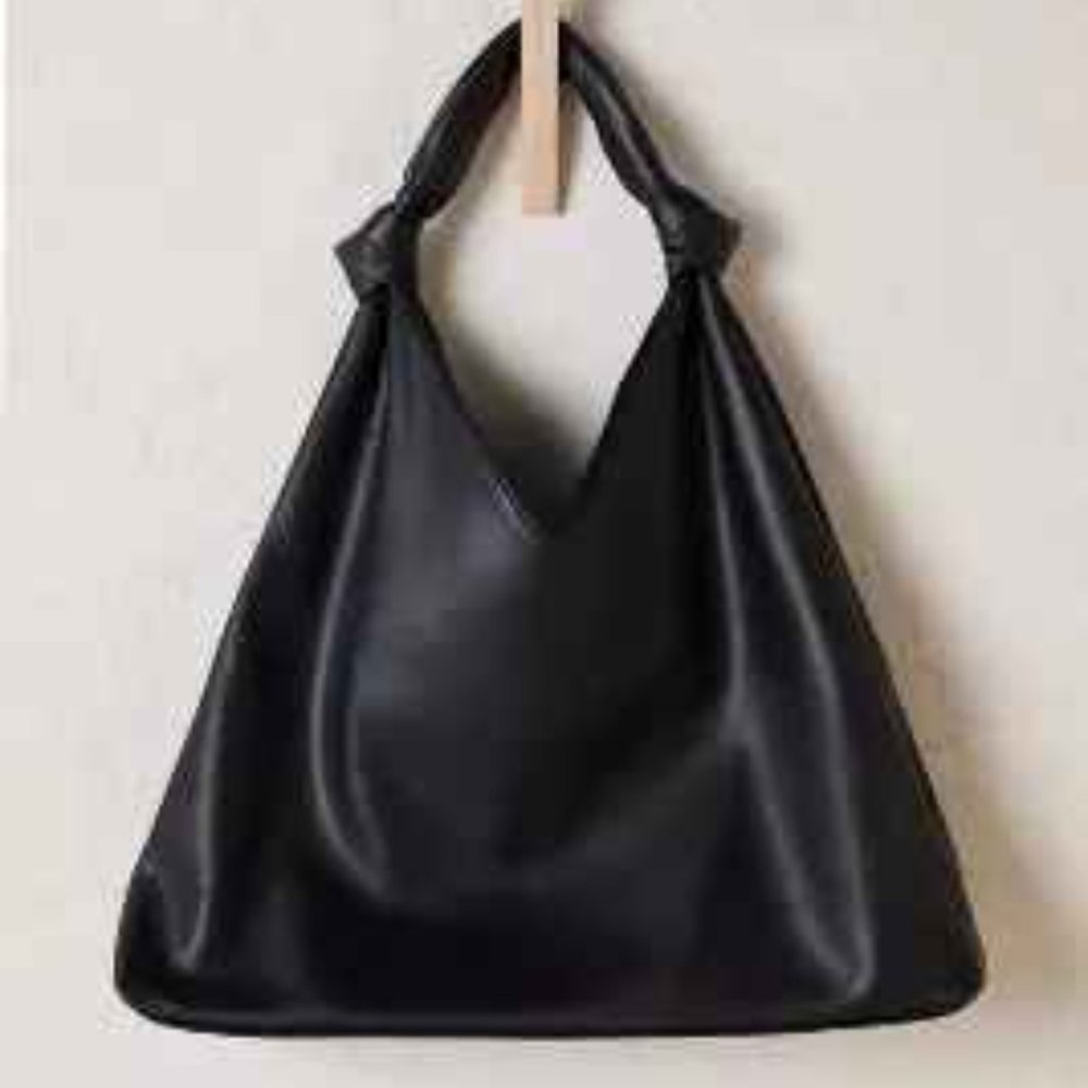 NWT -"Love Knot" Knotted Slouchy Faux Leather Bag - Black Matte